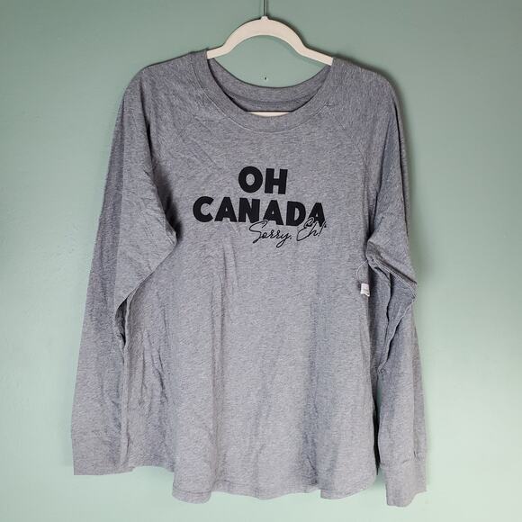 Torrid Womens Oh Canada Classic Fit Long Sleeve Raglan Jersey Crew Tee Size 1 - Picture 1 of 7